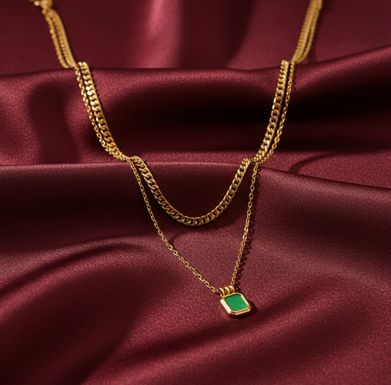 Emerald Drop Layered Chain Image