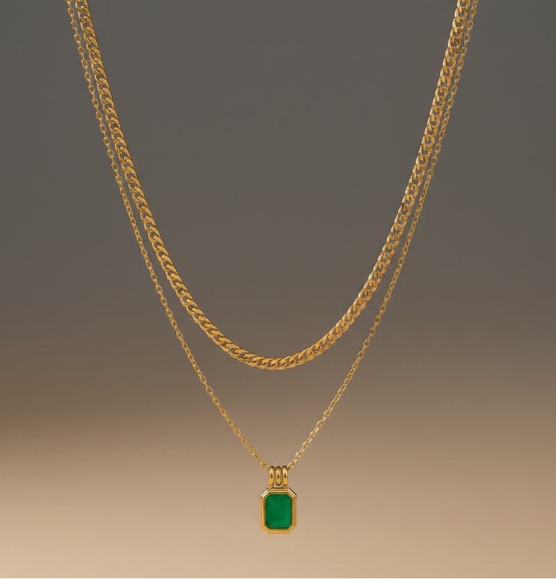Emerald Drop Layered Chain Picture