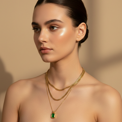 Emerald Drop Layered Chain With Model