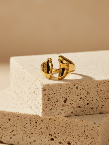 Modern Sculptural Gold Statement Ring