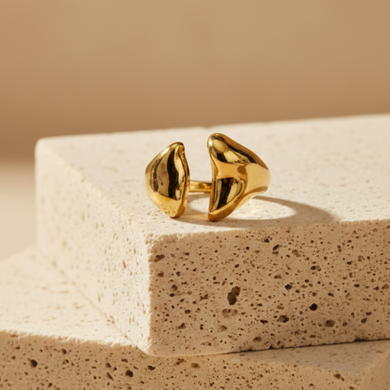 Modern Sculptural Gold Statement Ring