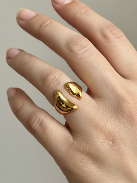 Modern Sculptural Gold Statement Ring