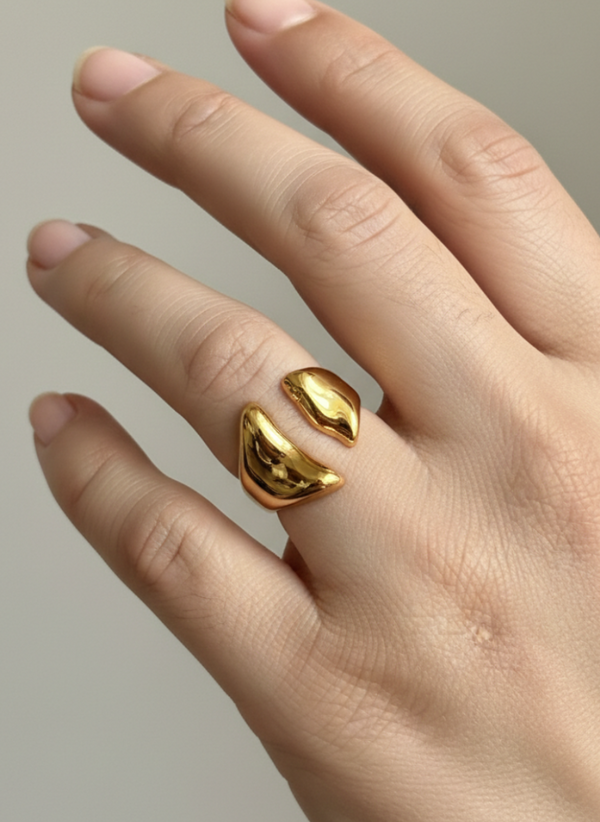 Modern Sculptural Gold Statement Ring