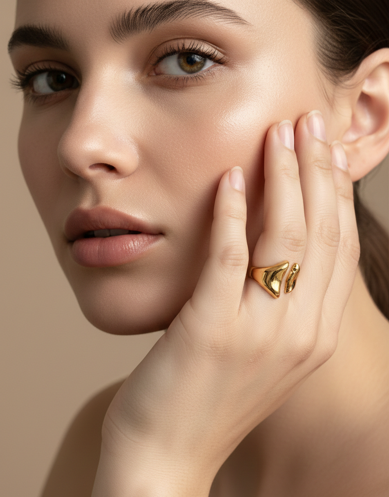 Liquid Gold Ring With Model