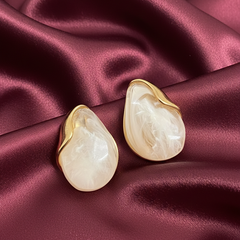 Gold with white stone Stud