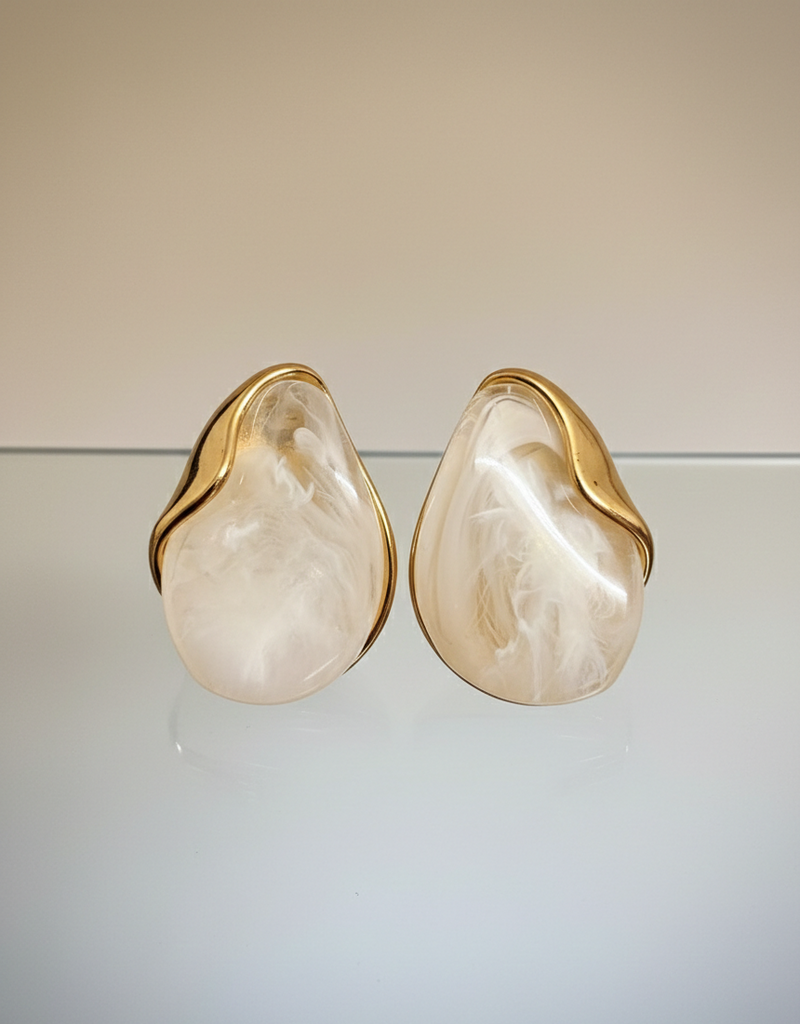 Gold with white stone Stud Image