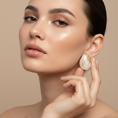 Gold with white stone Stud Earring Image