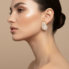 Gold with white stone Stud with Model