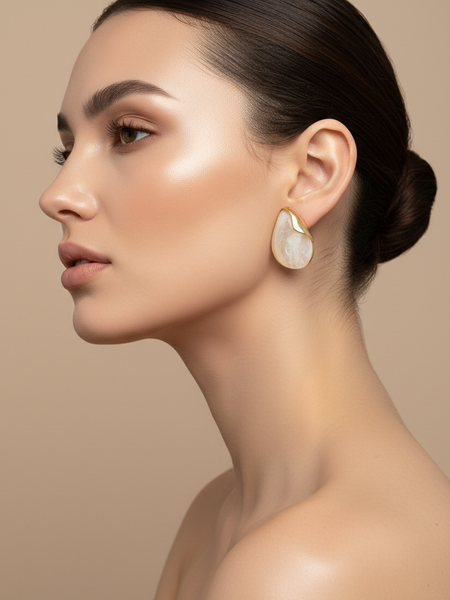 Gold with white stone Stud with Model