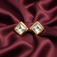 Gold PVD Coated Crystal Stud Earrings