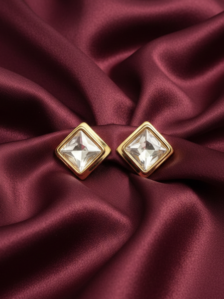 Gold PVD Coated Crystal Stud Earrings