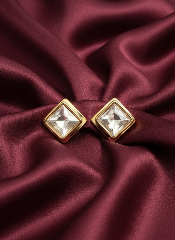 Gold PVD Coated Crystal Stud Earrings