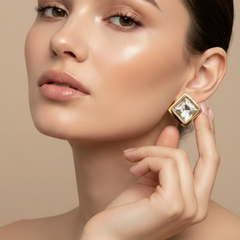 Gold PVD Coated Crystal Stud Earrings