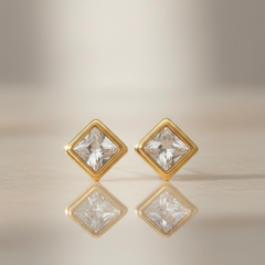 Gold PVD Coated Crystal Stud Earrings