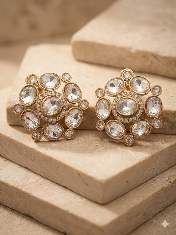 Floral Polki Studs
