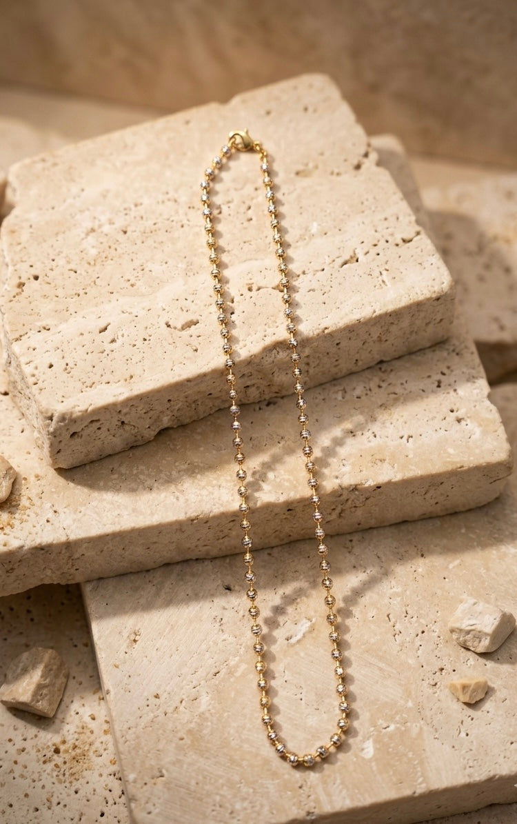 Minimal Gold Bead Chain Necklace for Women
