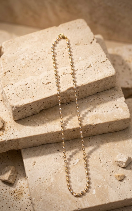 Minimal Gold Bead Chain Necklace for Women