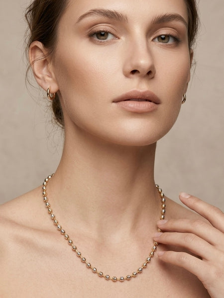 Minimal Gold Bead Chain Necklace for Women