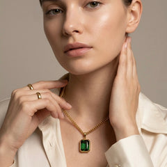 Emerald Green Stone Pendant Necklace