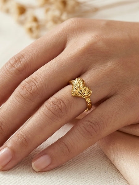 Gold PVD Coated Emerald Stone Ring – Adjustable Stainless Steel Ring