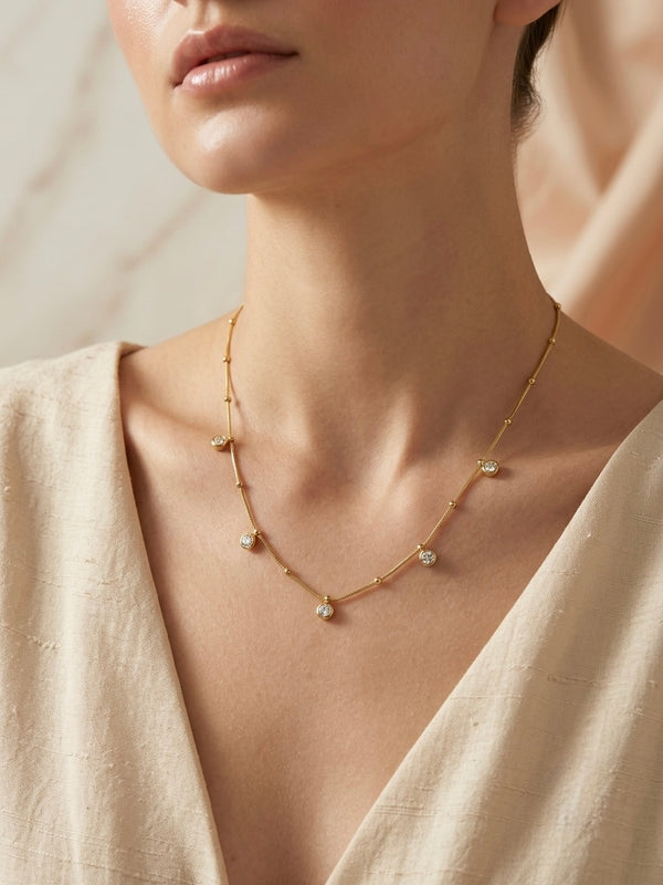 Gold Plated Stardust Celestial Drop Necklace for Women