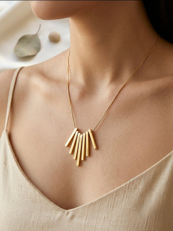 Gold Plated Tassels Like Goddess Rays Pendant Chain for Women