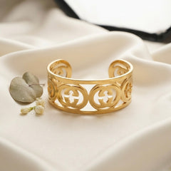 Gold Plated Luxe G Adjustable Cuff Bracelet for Women