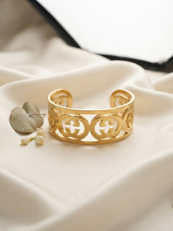 Gold Plated Luxe G Adjustable Cuff Bracelet for Women