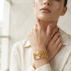 Gold Plated Luxe G Adjustable Cuff Bracelet for Women