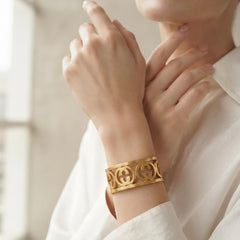 Gold Plated Luxe G Adjustable Cuff Bracelet for Women