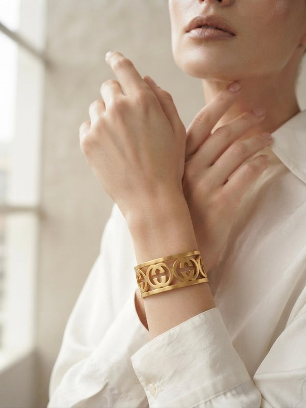 Gold Plated Luxe G Adjustable Cuff Bracelet for Women