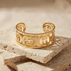 Gold Plated Luxe G Adjustable Cuff Bracelet for Women