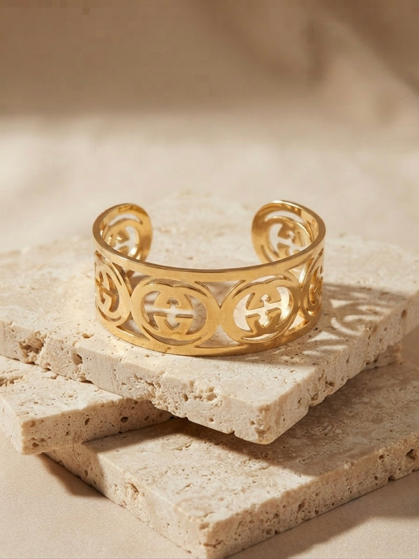 Gold Plated Luxe G Adjustable Cuff Bracelet for Women