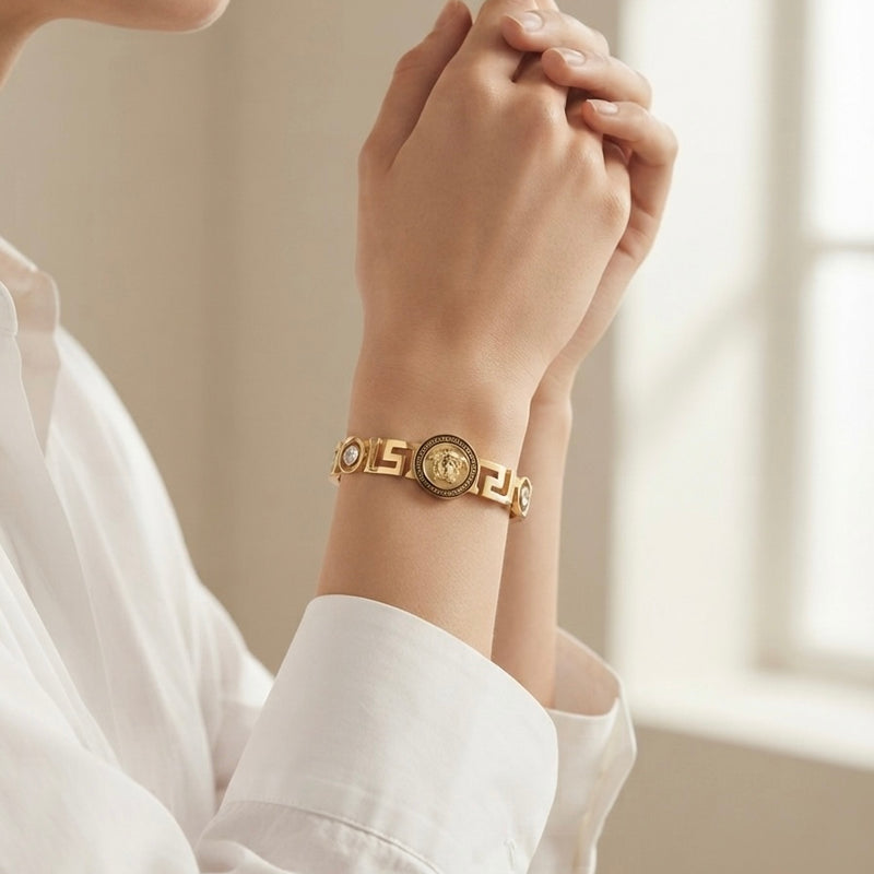 Gold Plated Luxe V Designer Kada for Women