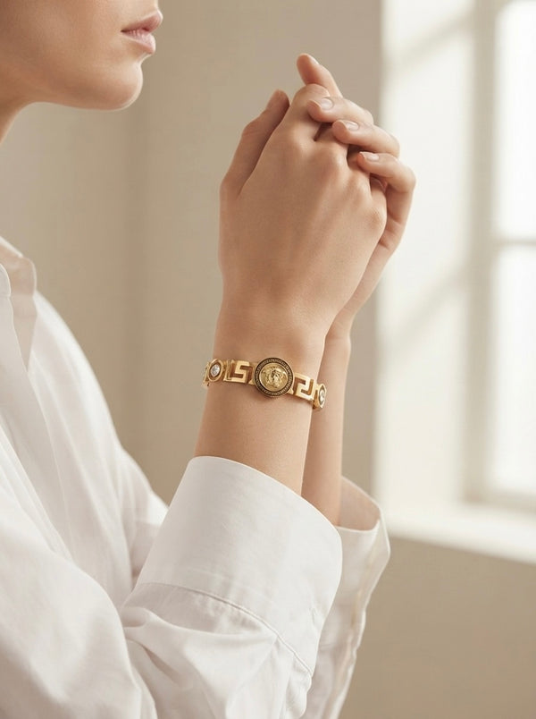 Gold Plated Luxe V Designer Kada for Women