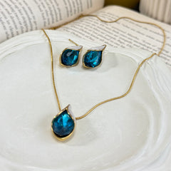 Amaura Blue Oasis Necklace Set “Azure Accent Gold Set”