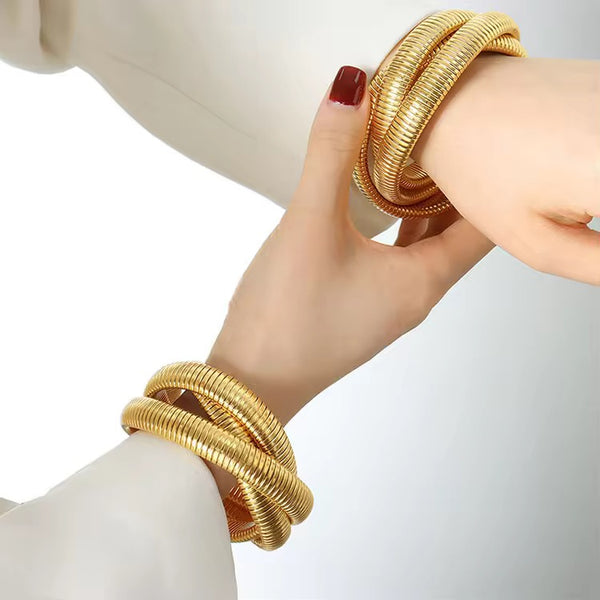 Premium Gold Spiral Coil Bangle Bracelet