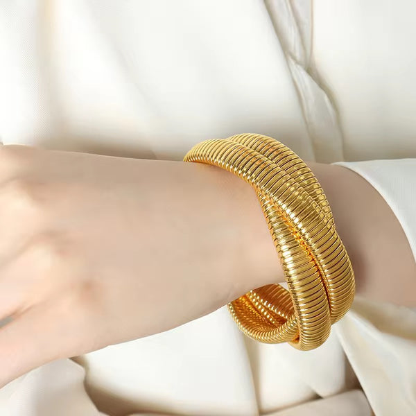 Premium Gold Spiral Coil Bangle Bracelet