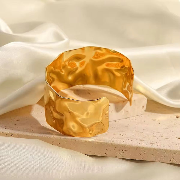 Premium Gold Hammered Cuff Bracelet for Women