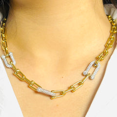 Amaura Dual-Tone Majesty Necklace Set “Golden Silver Luxe 18