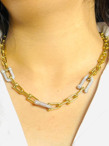 Amaura Dual-Tone Majesty Necklace Set “Golden Silver Luxe 18
