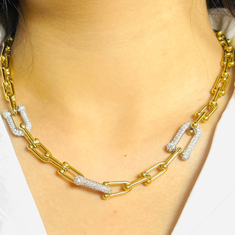 Amaura Dual-Tone Majesty Necklace Set “Golden Silver Luxe 18