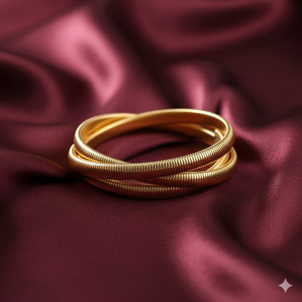 Premium Gold Ribbed Bangle Set for Women