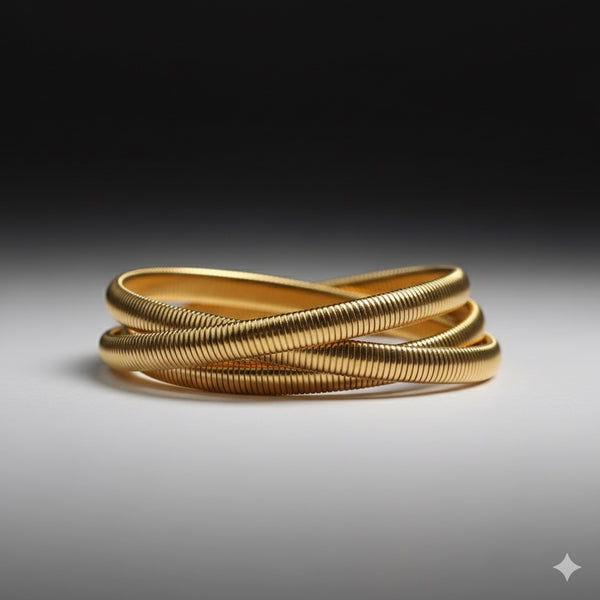 Premium Gold Ribbed Bangle Set for Women