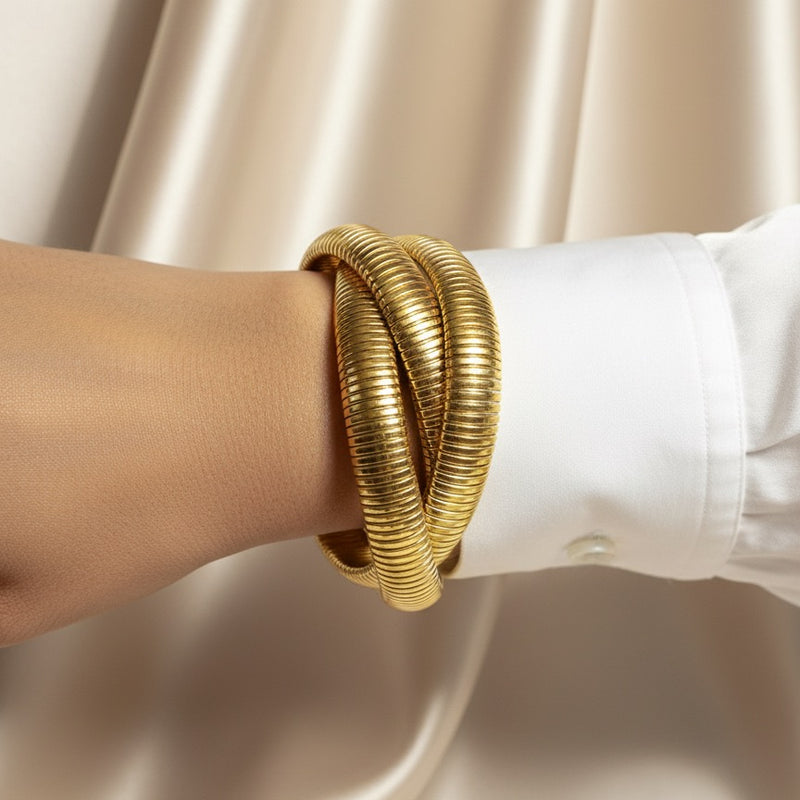 Premium Gold Spiral Coil Bangle Bracelet