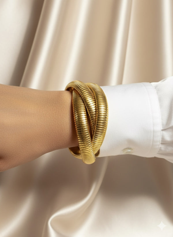 Premium Gold Spiral Coil Bangle Bracelet