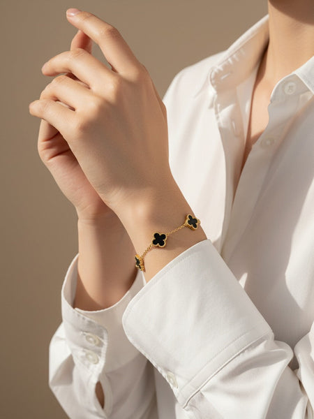 Amaura Noir Clover Charm Bracelet On Model 