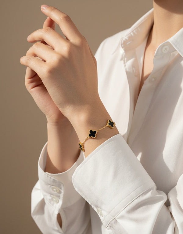 Amaura Noir Clover Charm Bracelet On Model 