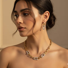 Amaura Dual-Tone Majesty Necklace Set “Golden Silver Luxe 18