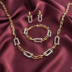 Amaura Dual-Tone Majesty Necklace Set “Golden Silver Luxe 18